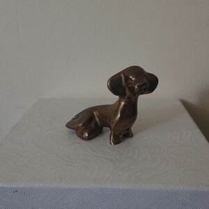 Bronze Wiener Dog Statue - Metal Dachshund Figurine